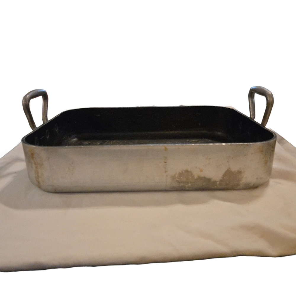 VTG Williams Sonoma Aluminum Roaster Pan French Cookware Silver Riveted Handles - Picture 6 of 8